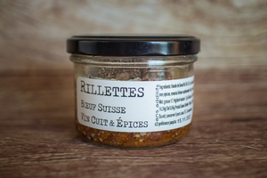 rillettes bœuf suisse, vin cuit et épices 140 g 
